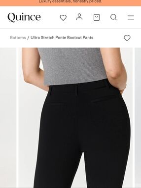 Quince Black Ultra Stretch Ponte Bootcut Pants